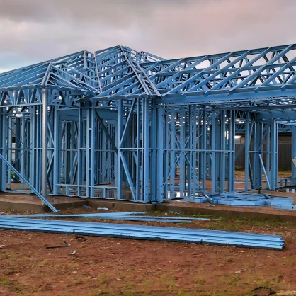 Steel frame house under construction